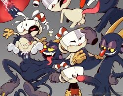 2boys ass cum_inside cuphead cuphead_(game) demon internal licking_ass male_only size_difference sucking the_cuphead_show the_devil_(cuphead)