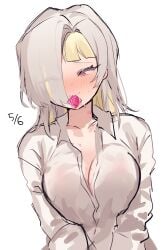condom_in_mouth kromer_(limbus_company) limbus_company migishita project_moon sabotaged_condom tagme