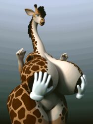 3d animated anthro anthroanim big_breasts breast_fondling breast_grab breasts disembodied_hand female fondling fur giraffe grope hair hand_on_breast huge_breasts hyper hyper_breasts kenja_giraffe mammal nude pussy simple_background smile wide_hips