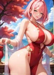 1girls ai_generated big_breasts milf queen_of_sex_ai sakura_haruno sakura_haruno sexy