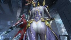 2girls ass_focus mag_(warframe) mirage_(warframe) mirage_prime_(warframe) warframe
