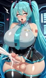 1futa ahe_gao ai_generated big_breasts cum cumming cumshot dickgirl ejaculating_cum ejaculation excessive_cum futa_masturbation futanari giant_breasts hatsune_miku hyper_penis intersex large_breasts large_penis massive_penis masturbation overweight shirt solo_futa thick_thighs thighhighs vocaloid voluptuous_female
