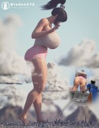 2girls alternate_perspective asian asian_female ass ass bangs barefeet barefoot big_ass big_breasts big_breasts big_butt boob_focus breast_focus breasts breasts brown_hair brown_hair brown_hair_female brunette_hair capcom chun-li city fatal_fury giant_female giant_woman giantess japanese japanese_female king_of_fighters knockers large_boobs large_breasts light-skinned_female light_skin looking_down macro macro_female macrophilia mai_shiranui street_fighter thick_thighs thighs top_heavy top_heavy_breasts