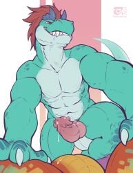 absurd_res allosaurid allosaurus anthro bodily_fluids dinosaur dominant dragon duo erection feathers female genital_fluids hi_res imminent_sex lazo male male/female muscular muscular_male mythological_creature mythological_scalie mythology noodle_(jestrab) precum prehistoric_species reptile scalie teeth theropod thesecretcave