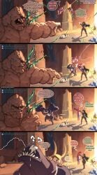 4_panel_comic ass ass_up bodysuit english_text erection erection_under_bodysuit erection_under_clothes gameplay_mechanics hela hela_(marvel_rivals) jeff_the_land_shark loki_(marvel) loki_(marvel_rivals) luminyu man_ass marvel marvel_rivals mr_fantastic speech_bubble spider-man spider-man_(series) the_thing_(marvel) torn_bodysuit venom_(marvel) venom_(marvel_rivals)