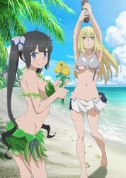 2girls absurd_res aiz_wallenstein animated big_breasts cute dungeon_ni_deai_wo_motomeru_no_wa_machigatteiru_darou_ka edit edited female hestia_(danmachi) multiple_girls naked shorter_than_10_seconds slideshow space-panda tagme vertical_video video