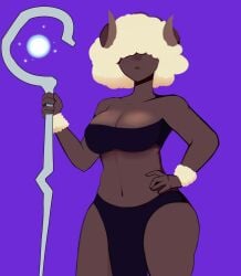 1girls afro areola areola_slip areolae areolae_slip ass big_ass big_butt big_thighs breasts child_bearing_hips cleavage clothed curvy curvy_body curvy_female curvy_hips curvy_thighs dark-skinned_female dark_nipples dark_skin female horns oc oofts oofts_oc original original_character sheep sheep_girl sheep_horns shepherd staff sweet_mei thick_hips thick_legs thick_thighs thighs white_hair