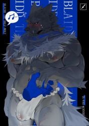 anthro barazoku biceps blaidd_(elden_ring) bulge canid canine canis claws clothing digital_drawing_(artwork) digital_media_(artwork) elden_ring fangs finger_claws fromsoftware fur hi_res male mammal muscular muscular_anthro muscular_male navel nipples scar shadow_dua_xl solo tail teeth wet wet_clothing wolf