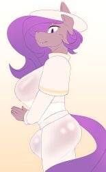 absurd_res anthro bat_pony big_breasts breasts chapaevv clair_de_lune_(mlp) clothing digital_media_(artwork) equid fan_character friendship_is_magic futanari genitals hair hasbro herm hi_res intersex looking_at_viewer mammal my_little_pony solo teeth translucent translucent_clothing
