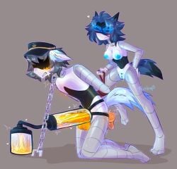collar female femdom hornstarkitty leash murder_drones original_character original_characters penis_pump