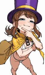 1girl 1girls 2026 a_hat_in_time adult aged_up ai_assisted ai_generated blue_eyes brown_hair cape female female_focus female_only flat_chest flat_chested game hat_kid long_hair looking_at_viewer micro_bikini petite ponytail rough_sketch simple_background smug smug_expression smug_eyes smug_face smug_grin smug_smile standing top_hat video_game video_game_character video_games