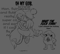 1boy 1girls adventure_time annoyed annoyed_expression back_view begging begging_for_more completely_nude completely_nude_female completely_nude_male demanding dialogue drawfag english_text facial_hair fangs finn_the_human floating frustrated goatee hair_bun hair_up jake_the_dog leglock legs_around_partner legs_wrapped_around_partner long_hair long_hair_male marceline marceline_abadeer nude nude_female nude_male socks socks_only stand_and_carry_position text vampire vampire_girl