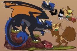 anthro anus ass balls blue_body blue_eyes blue_fur blue_hair blue_mane blue_penis brown_body brown_fur claws cocodrops_(artist) dragon duo feral food fur genitals grass green_eyes hair horn male male/male mammal mane meat membrane_(anatomy) membranous_wings mythological_creature mythological_scalie mythology penis penis_tip perineum pink_anus plant rodent scalie sciurid size_difference squirrel tree_squirrel white_claws wings
