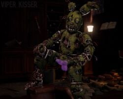 3d_(artwork) animatronic anthro balls dead_by_daylight digital_media_(artwork) erection five_nights_at_freddy's five_nights_at_freddy's_3 genitals gesture hand_gesture hi_res lagomorph leporid machine male mammal penis pointing pointing_at_penis rabbit robot robot_anthro scottgames solo springtrap_(fnaf) viperkisser watermark