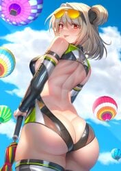 ass ass_cutout bare_back brick_(atelier_brick) female female_only girls'_frontline p90_(girls_frontline) race_queen