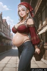 ai_generated elizabeth_leonhart original_character pregnant silver_hair