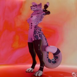 1:1 abstract_background absurd_res anthro belly_nipples blender_(artwork) blender_eevee blue_body blue_eyes blue_fur blue_spots breasts closed_eyes clothing digital_media_(artwork) ear_piercing fangs felid female fingerless_gloves fur furgonomics genitals gloves handwear hi_res latex latex_clothing latex_gloves latex_handwear latex_legwear latex_thigh_highs legwear mammal medium_breasts multi_nipple navel navel_piercing nipple_piercing nipples nude nude_anthro nude_female pantherine piercing pinup pose purple_body purple_flesh purple_fur purple_spots pussy smile snow_leopard solo solo_focus somesnowleopard spots standing stretching teeth thigh_highs tongue tongue_out white_body white_fur