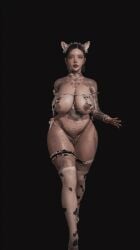 3d animated artist_request big_breasts character_request chubby cow_print girl skimpy skimpy_clothes tattoos virt-a-mate virtamate walking