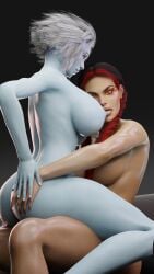 2girls 3d abs absurd_res apex_legends areolae ass awoken big_areola big_ass big_breasts big_butt bimbo blonde_hair blue_body blue_eyes blue_skin breasts breasts_bigger_than_head bungie butt cowgirl_position curvy destiny_(game) destiny_2 gigantic_breasts glowing_eyes grvty3d hi_res hourglass_figure huge_ass huge_breasts large_breasts loba_(apex_legends) mara_sov massive_breasts medium_hair nipples nude nude_female queen short_hair thick_thighs thighs thunder_thighs voluptuous white_hair wide_hips yuri