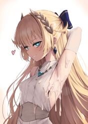 blonde_hair blue_eyes blush cum epic7 heart karadborg little_queen_charlotte_(epic7) small_breasts tagme