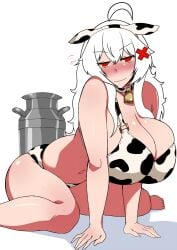 1girls ahoge armwear belly belly_button big_breasts bikini busty busty_female cojonudo collar cow_bell cow_bell_collar cow_ears cow_girl cow_print cow_print_bikini cow_tail cowbell embarrassed embarrassed_female eris_cow erispheria erispheria_cow feet female female_only goddess hair_ornament hispanic_virtual_youtuber lo_que_darkraimola_se_perdio_por_huevon long_hair milk_bottle milk_tank red_eyes thick_ass thick_legs thick_thighs twitch vaca_cojonuda virtual_youtuber voluptuous voluptuous_female vtuber white_hair youtube youtube_hispanic