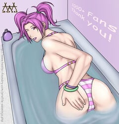 aaaninja bathtub hentai_foundry mascot pink_hair red_eyes tied_hair truely twintails