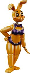 animatronic animatronic_female anthropomorphic bra buckteeth bunnie bunnie_(five_nights_to_remember) bunny_ears bunny_girl clothed fangame_character female female five_nights_at_freddy&#039;s full_body hand_on_hip looking_at_viewer metallic_skin orange_eyes orange_skin panties plastic purple_bowtie purple_bra purple_panties rabbit rabbit_ears robot_girl shiny_skin solo