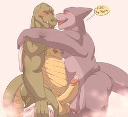 anthro balls crocodile crocodilian duo erection fish humanoid_penis male marine nipple_piercing nipples penis piercing reptile repzzmonster scalie shark victor_(chefbg) yaoi