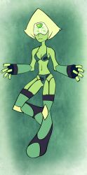 1girls 2015 artist_request bra cartoon_network cookie_cat_(steven_universe) digital_media_(artwork) gem_(species) panties peridot_(steven_universe) print_panties simple_background solo steven_universe underwear unimpressed visor