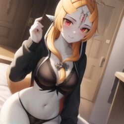 1girls ai_generated big_breasts black_bra breasts clothing female female_only happy long_hair midna nintendo public ruptuorie solo the_legend_of_zelda the_legend_of_zelda:_twilight_princess twili_midna twilight_princess