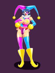 alternate_costume ami_mizuno bishoujo_senshi_sailor_moon blue_hair breasts clothing clown clown_girl clown_makeup clownification corruption large_breasts open_clothes sailor_mercury stockings yamaneko