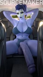 3d bikini futa_only futanari huge_cock long_penis overwatch overwatch_2 sourcemaker widowmaker