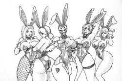 5girls ana_bray asian asian_female ass awoken breasts bungie bunny_ears bunny_tail bunnysuit cuffs_(clothing) destiny_(game) destiny_2 elsie_bray exo exo_stranger eyepatch facial_markings female_only fishnet fishnet_legwear fishnet_stockings fishnets gloomy_tan greyscale large_breasts looking_at_viewer mara_sov multiple_girls petra_venj playboy playboy_bunny playboy_bunny_leotard playboy_outfit rabbit_ears rabbit_tail robot robot_girl robot_humanoid tagme thick thick_ass thick_thighs thigh_strap thighs white_background yuna_(destiny)