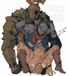 2024 2boys armor armored armored_male bara belly_bulge blood blood_stain boots bruises bulge cel_shading crusader crusader_(darkest_dungeon) cum cum_in_ass cum_inside darkest_dungeon dubious_consent dubious_penetration faceless faceless_character faceless_male fanny_packing fur_armor gauntlets gay gloves grey5c helmet helmet_covering_face knight large_penis larger_male male male_only massive_penis obscured_eyes obscured_face pantless pauldrons penis precum scarf scars scrotum smaller_male tabard thrust_lines thrusting thrusting_into_ass tied_hands tied_up warlord_(darkest_dungeon) yaoi