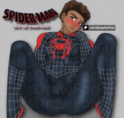 1boy african african_male ass ass_up censored cursed cursed_image dark-skinned_male dark_skin funny gay let's_draw_for_fun male male_only marvel miles_morales s solo spandex spandex_suit spider-man spider-man:_into_the_spider-verse spider-man_(miles_morales) spider-man_(series) teen_boy torn torn_clothes yaoi