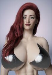 3d audrix bikini huge_breasts looking_at_viewer rose_(audrix) solo_female thick toned_female