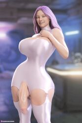 3d alternate_version_available audrix dress futanari huge_ass huge_breasts huge_cock kelly_(audrix) looking_at_viewer solo_futa thick thick_penis toned_futa veiny_penis