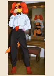 artist_request ass black_eyes bowtie critters_(poppy_playtime) dog dog_boy dog_ears dog_tail dogday_(poppy_playtime) drinking_glass furry furry_only looking_at_viewer male male_only meme no_humans poppy_playtime poppy_playtime_(chapter_3) smiling_critters solo standing suit white_shirt