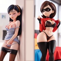 ai_generated aroused curvaceous curvy curvy_body curvy_female disney elastigirl exhibitionism female/female female_only figurine fingering helen_parr implied_incest implied_yuri masturbation mother_and_daughter naked petite pixar public public_exposure public_masturbation public_nudity skinny superhero superheroine the_incredibles violet_parr watching_masturbation yuri