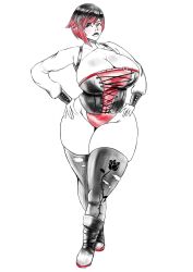 1girls alternate_breast_size curvy_figure female female_only huge_breasts ruby_rose rwby solo unknown_artist wide_hips