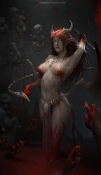 blood clothing demon dripping female hell horn human loincloth mammal wayne_wu weapon