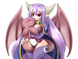 alma_elma between_legs black_panties blue_cloak bmp-to-png_conversion breasts bridal_gauntlets cleavage cloak closed_mouth cum_on_tail demon_girl demon_horns demon_wings female frfr game_cg grey_horns hair_between_eyes highleg highleg_panties holding_own_tail horns large_breasts long_hair looking_at_viewer mon-musu_quest! monster_girl monster_girl_quest navel non-web_source panties pointy_ears prehensile_tail purple_bridal_gauntlets purple_hair purple_thighhighs red_eyes simple_background smile solo standing succubus succubus_queen tail tail_between_breasts tail_between_legs tattoo thighhighs transparent_background underwear very_long_hair wings