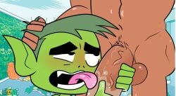 beast_boy beast_boy_(teen_titans_go!) blowjob blowjob_face cyborg cyborg_(dc) gay gay_blowjob gay_sex joetoonsfw male male_only nsfw teen_titans_go yaoi