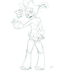 1girls 2015 artist_request ass bunny_ears bunny_girl bunny_tail cartoon_network crop_top digital_media_(artwork) flat_chest gem_(species) limb_enhancers microskirt peridot_(steven_universe) profanity sketch steven_universe thighhighs thong underwear visor