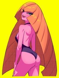 1girls 1milf artist_name ass back_view bare_back blonde_hair breasts classy_female creatures_(company) female frankgallaxx game_freak green_eyes hair_over_one_eye hand_on_own_thigh long_hair looking_at_viewer looking_back lusamine_(pokemon) mature_female milf mother nintendo one-piece_swimsuit one_piece_swimsuit open_mouth pokemon pokemon_sm rich rich_girl seductive seductive_eyes small_breasts solo swimsuit very_long_hair yellow_background