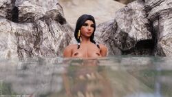 1girls blizzard_entertainment bobvolskiy completely_naked completely_naked_female completely_nude completely_nude_female female female_only hot_spring looking_away naked naked_female nude nude_female outdoors outside overwatch overwatch_2 pharah rock standing_in_water