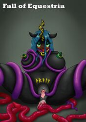 2017 anal anal_sex anthro anthrofied areola breasts changeling collar cum fall_of_equestria friendship_is_magic glyph glyphs horn my_little_pony nipple_piercing nipples penetration piercing ponkpank queen_chrysalis_(mlp) tentacle