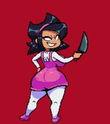 1girls animated asian asian_female ass ass_shake backboob breasts female female_only friday_night_funkin gif hips knife loop looping_animation nebssik nene_(newgrounds) newgrounds pico&#039;s_school pixel_(artwork) pixel_animation pixel_art smile solo solo_female weapon