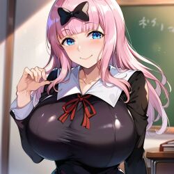 1girls ai_generated alternate_breast_size big_breasts bostin breasts busty curvaceous curvy curvy_body curvy_female curvy_figure dress female fujiwara_chika huge_breasts kaguya-sama_wa_kokurasetai_~tensai-tachi_no_renai_zunousen~ large_breasts nipples school_uniform solo sweat sweating sweaty sweaty_body sweaty_breasts thick_thighs thighs upper_body