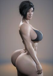 3d ana_(audrix) audrix bottomless dumptruck_ass huge_ass huge_breasts solo_female thick toned_female